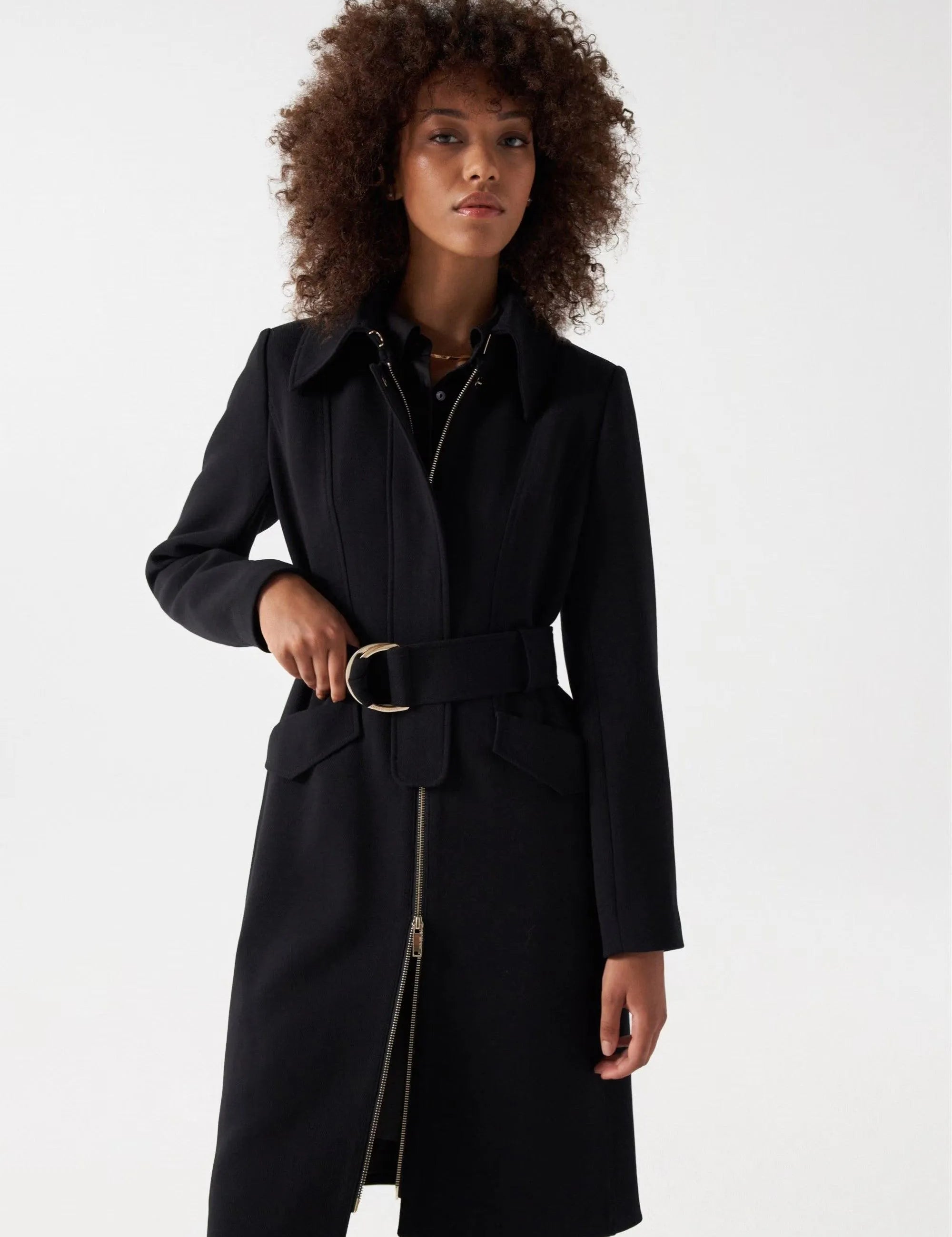 Gabardina Salsa Jeans de Tela con Cinturón - ECRU