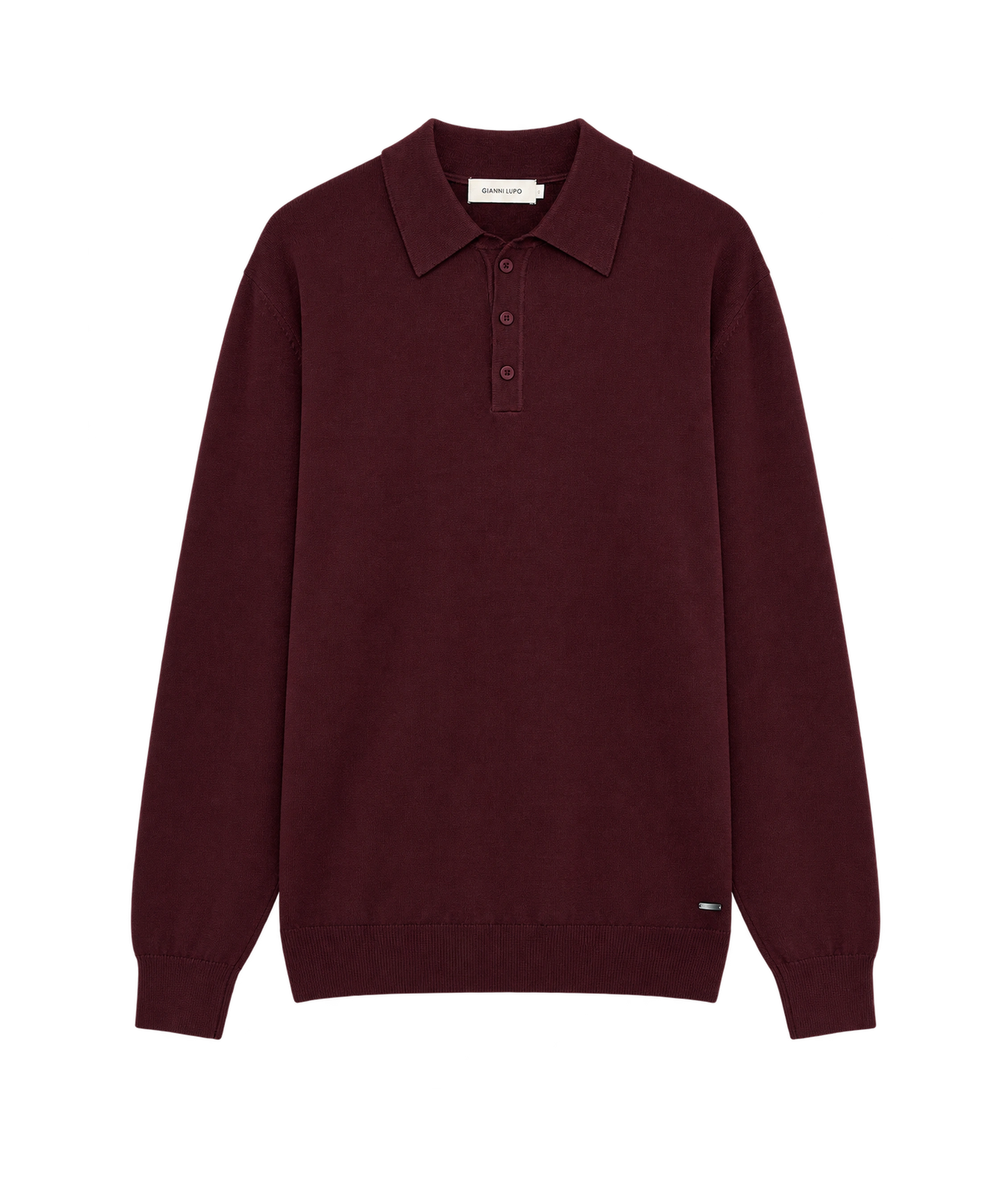 Polo Gianni Lupo GL508S-F26 Bordeaux — vista frontal, color recreado con IA