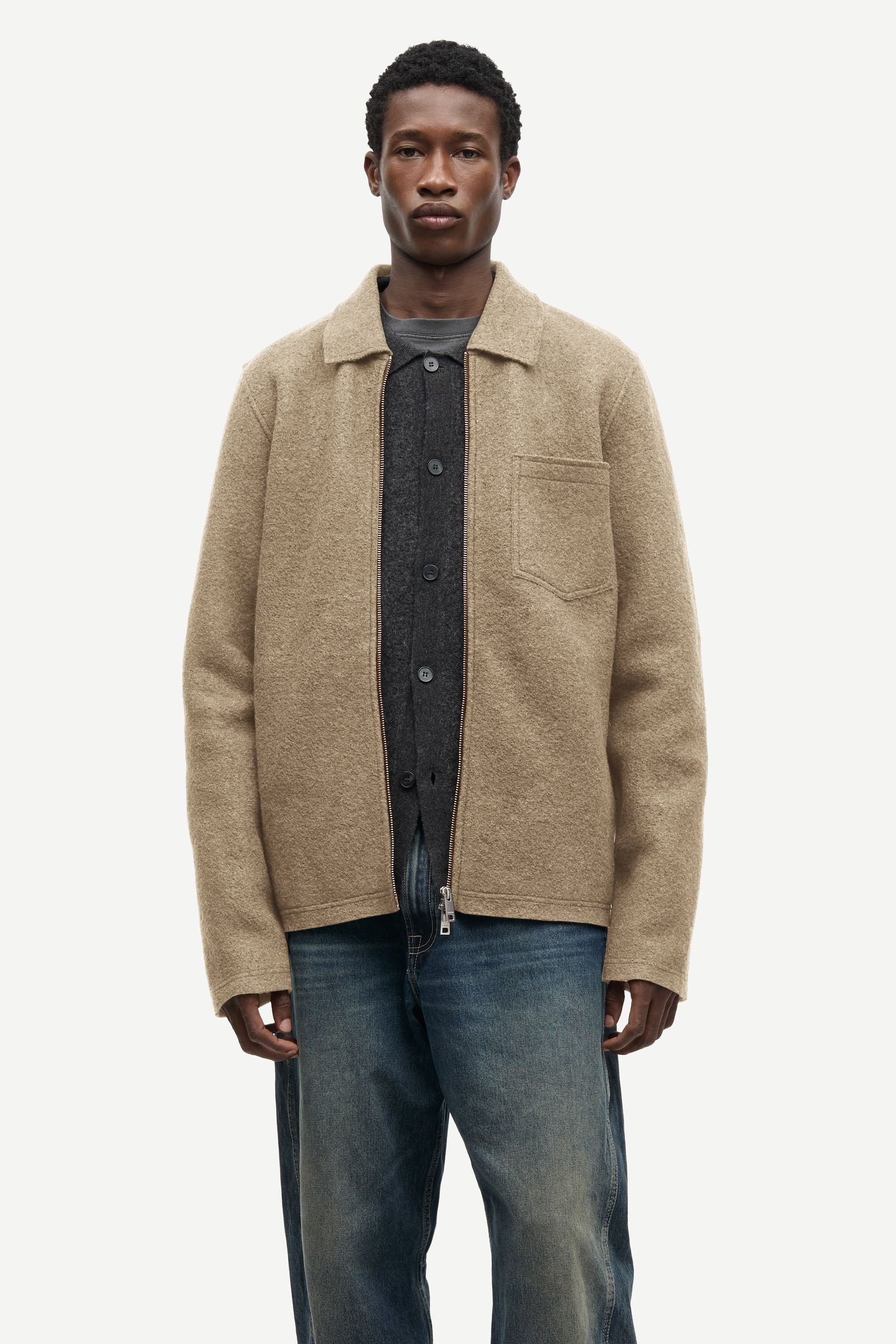 SAMSØE SAMSØE Hannes Full Zip Lead Gray vista frontal oficial
