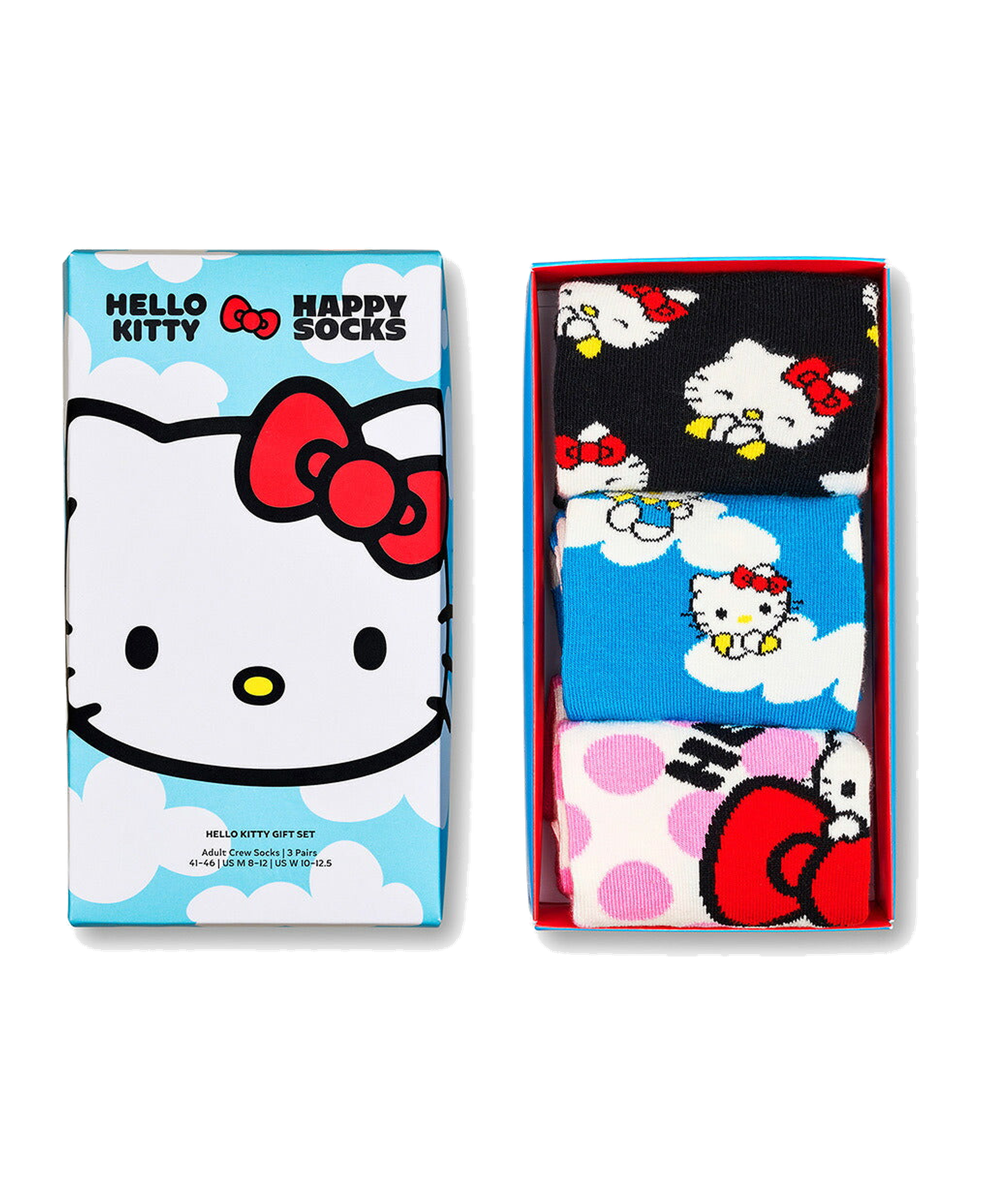Pack de 3 calcetines HAPPY SOCKS Hello Kitty — caja y calcetines, fotografía original sin fondo