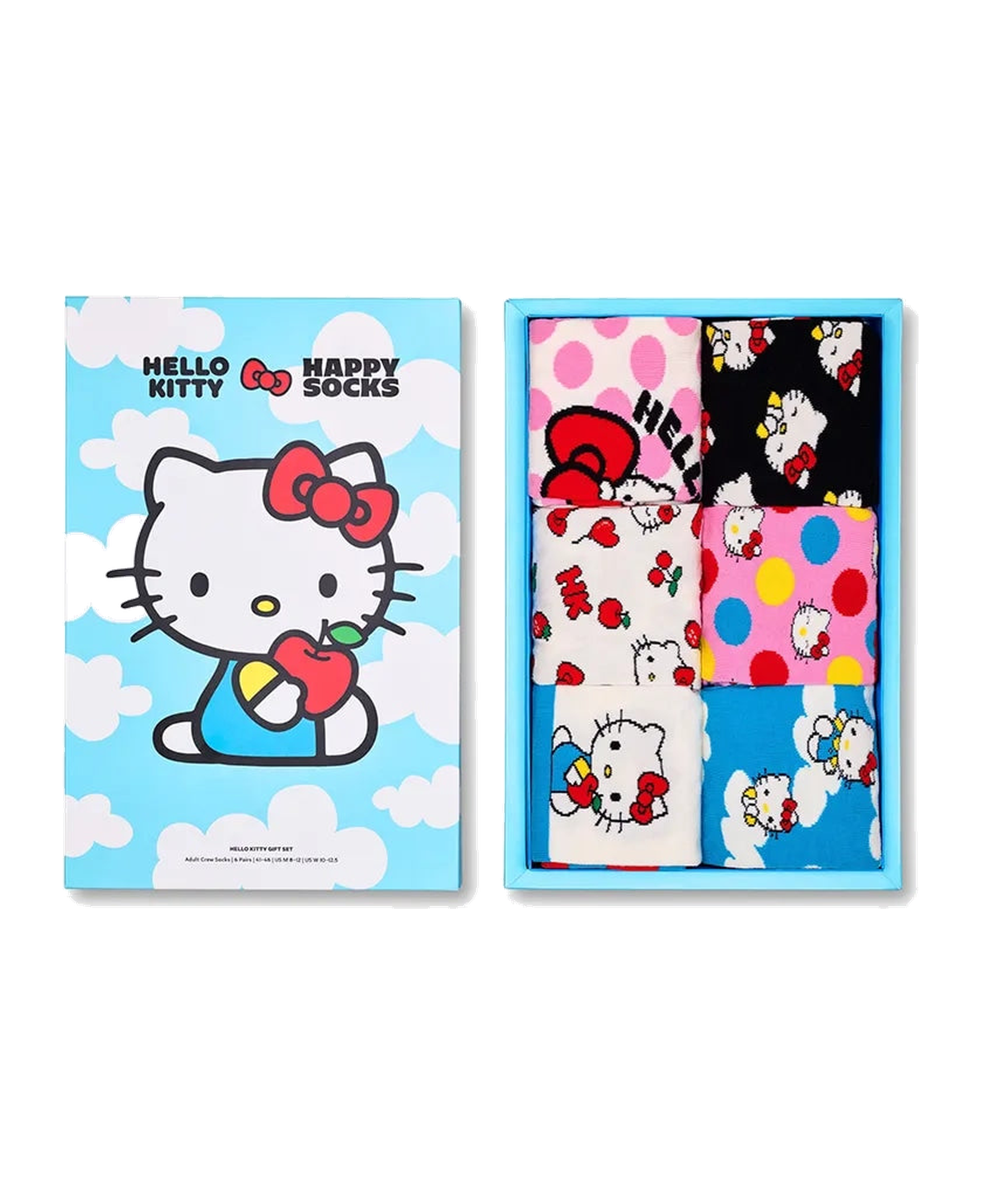 Pack de 6 calcetines HAPPY SOCKS Hello Kitty — caja y calcetines, fotografía original sin fondo