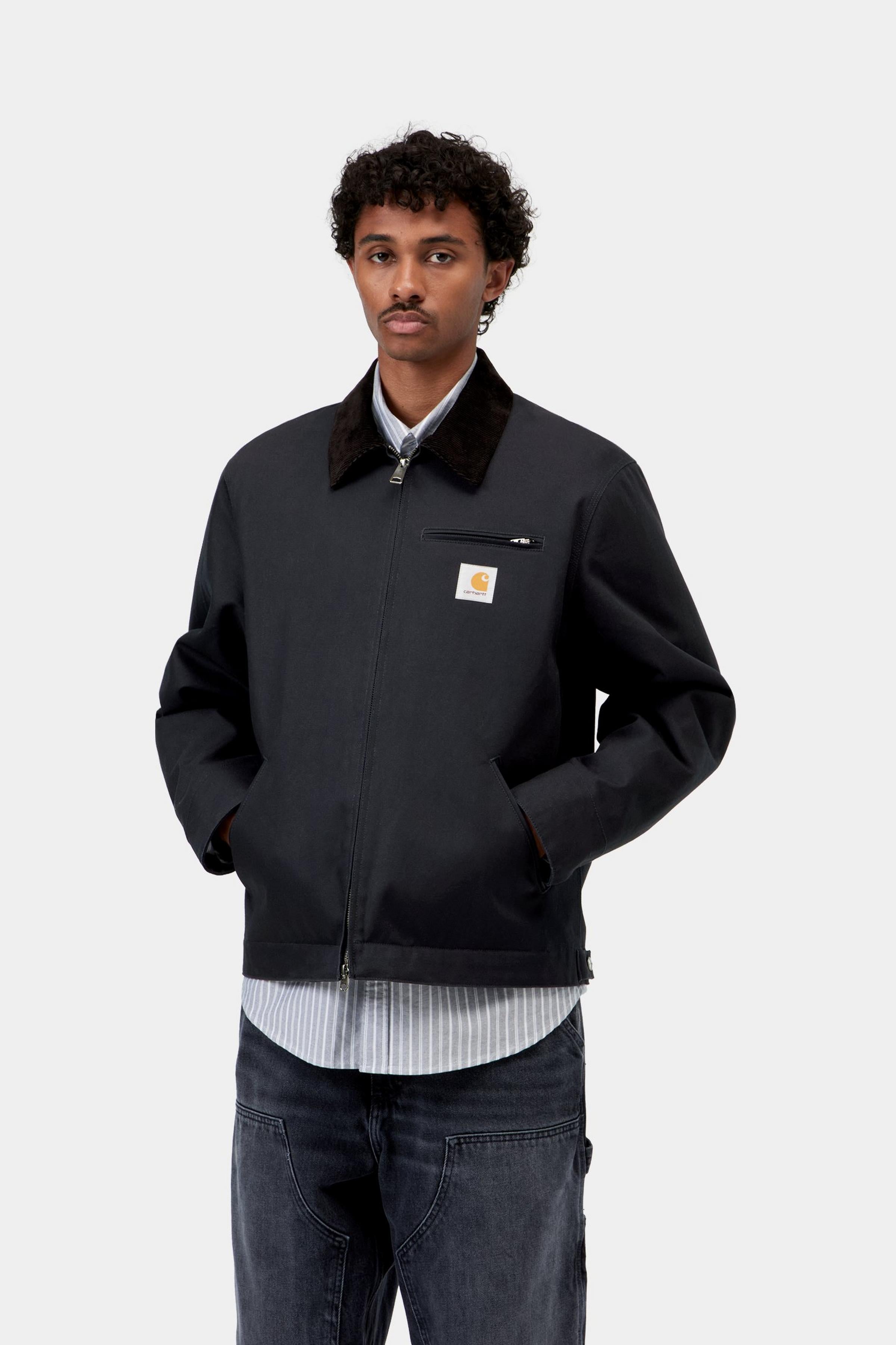 Chaqueta CARHARTT WIP Detroit Jacket Winter Dark Navy Black Rigid look completo