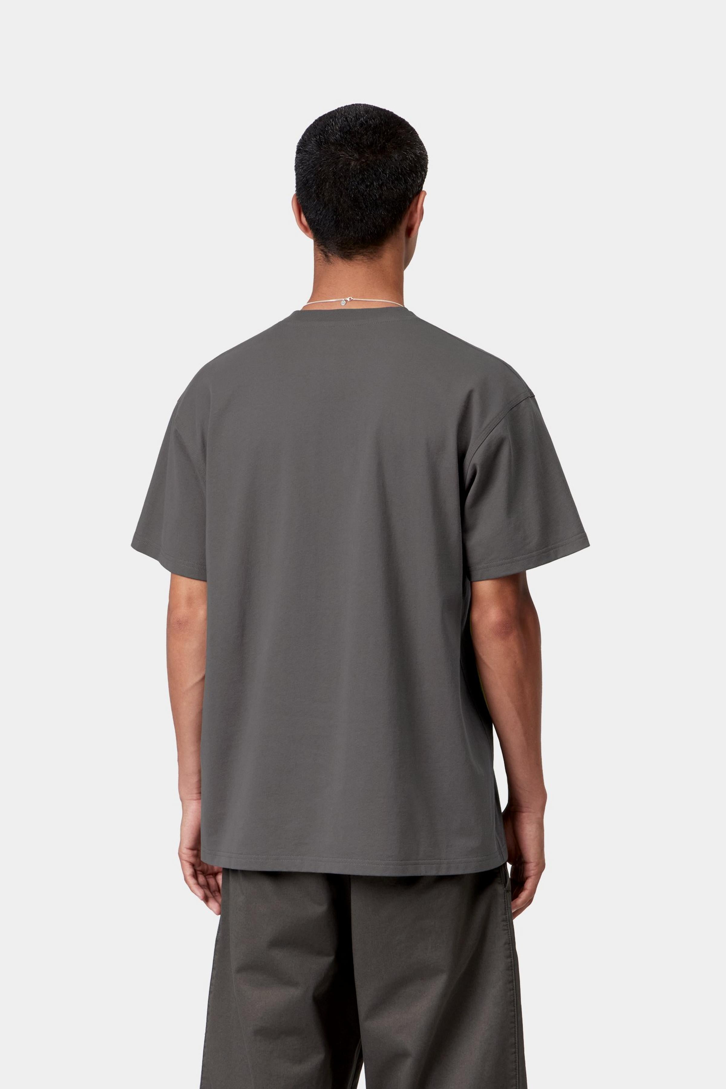 Camiseta CARHARTT WIP S/S American Script Graphite vista trasera en modelo