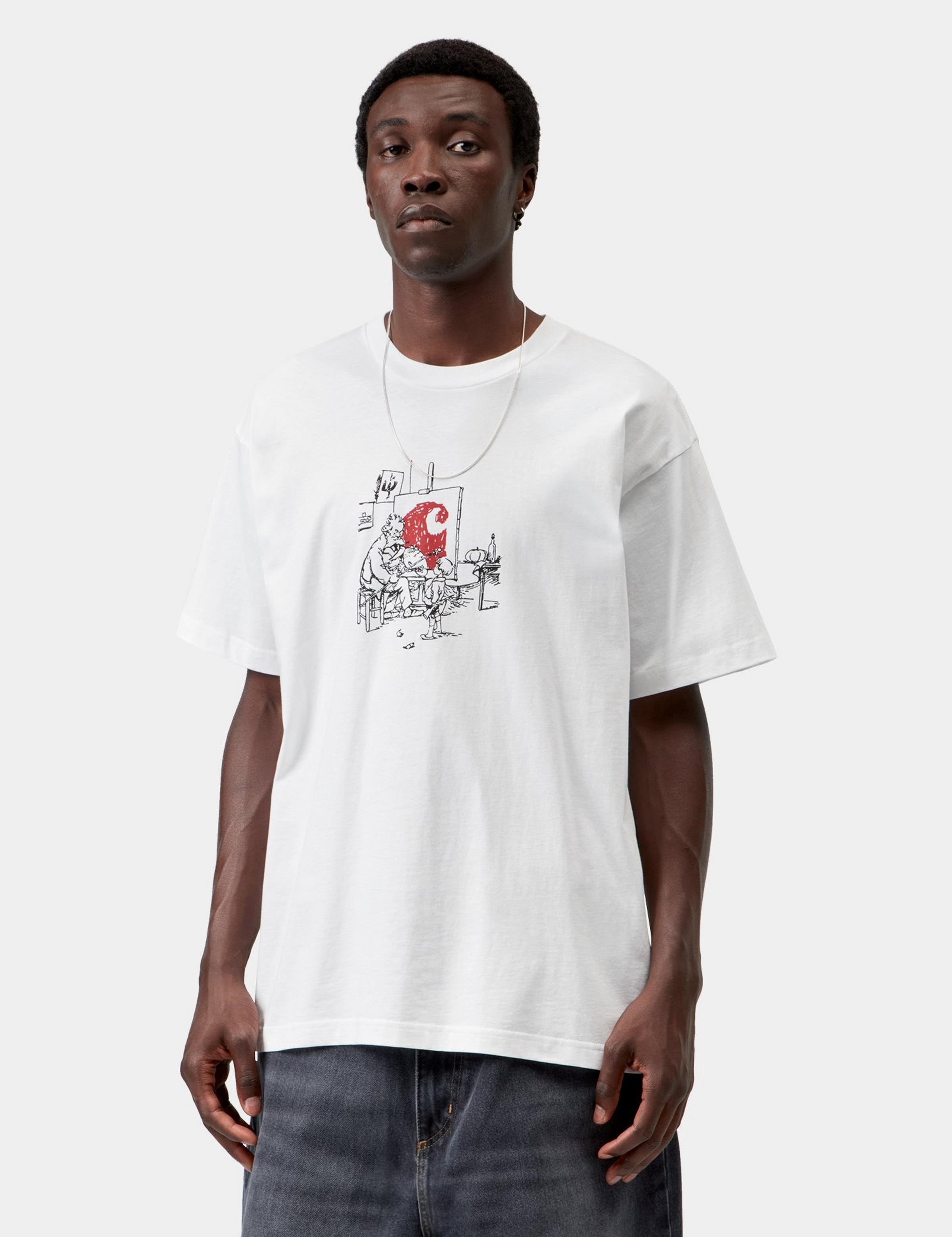 Camiseta CARHARTT WIP S/S Old Painter White en modelo