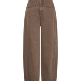 Vaqueros ICHI Blich Barrel Denim Brown Washed, flat frontal