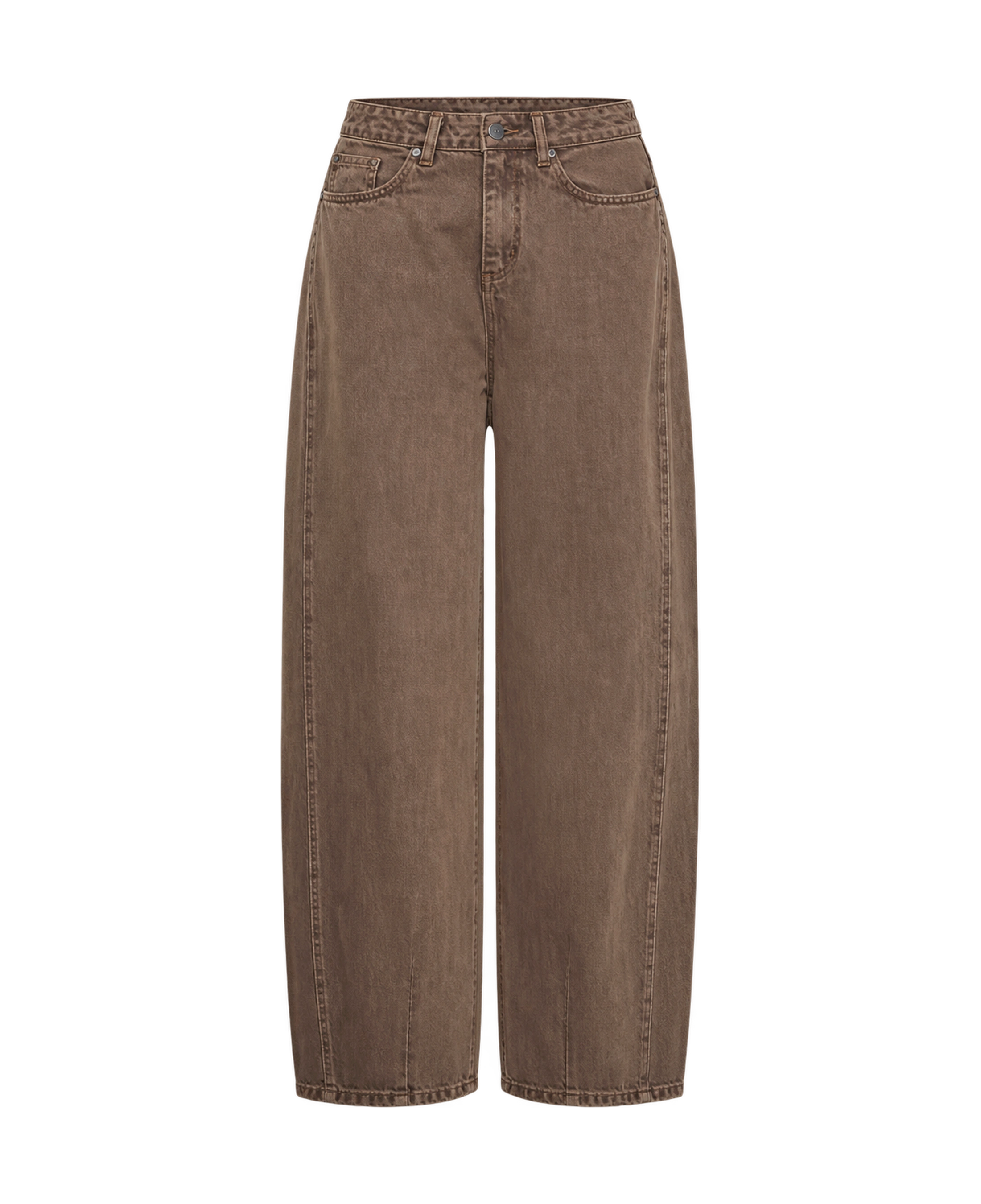 Vaqueros ICHI Blich Barrel Denim Brown Washed, flat frontal