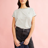 Camiseta ARMEDANGELS Idaara Stripes White Seagreen