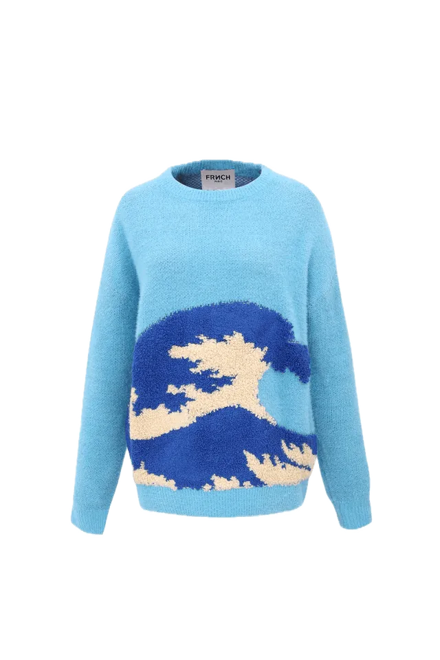 Jersey FRNCH Maeko Azure Blue - ECRU