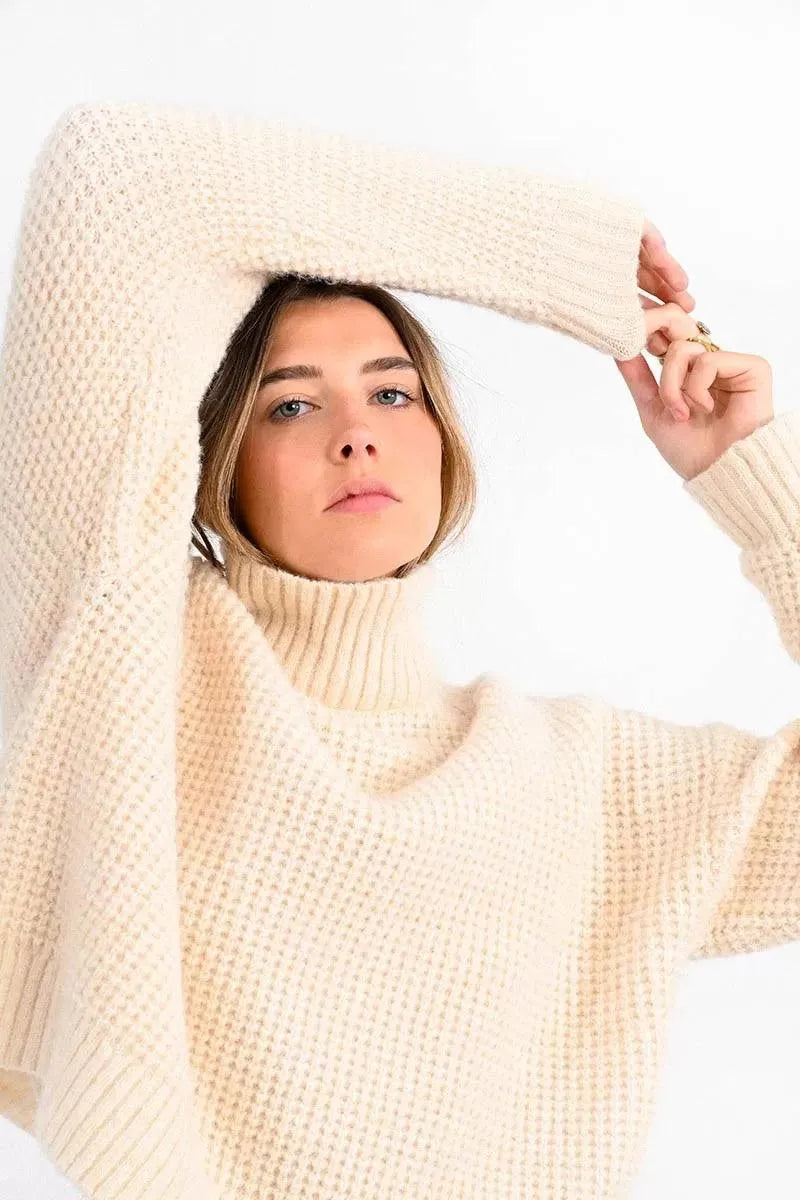 Jersey Lili Sidonio de Manga Larga en Punto Mezclado - ECRU