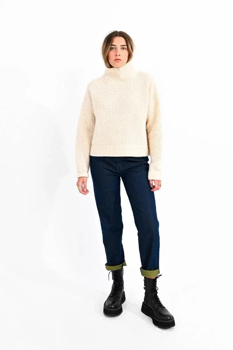 Jersey Lili Sidonio de Manga Larga en Punto Mezclado - ECRU