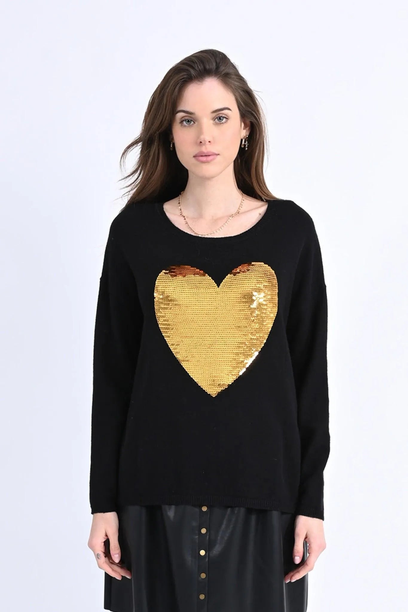 Jersey Molly Bracken de Manga Larga con Corazón Dorado - ECRU