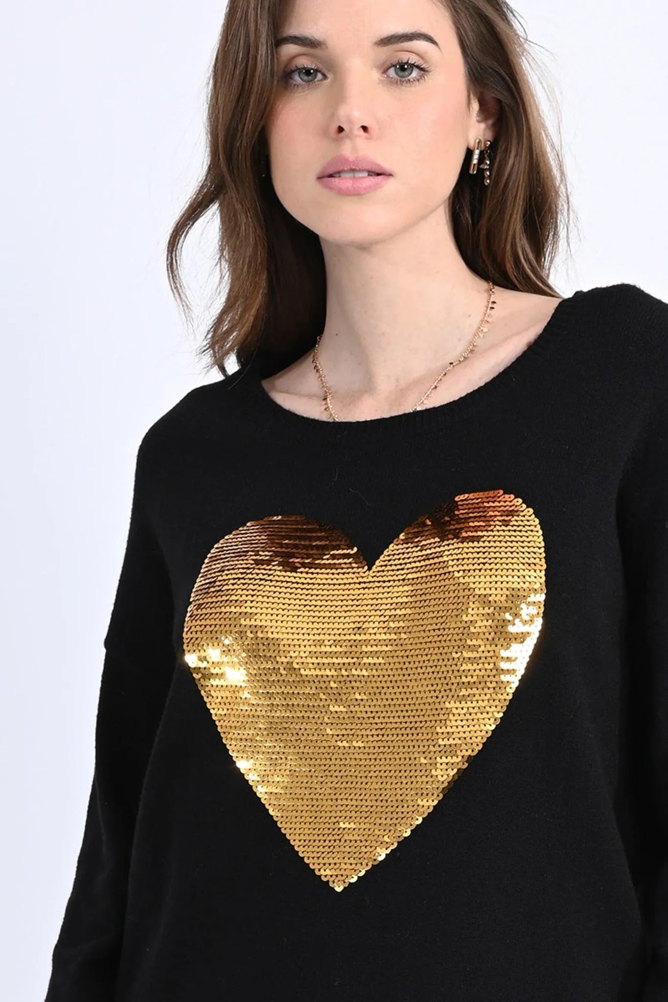 Jersey Molly Bracken de Manga Larga con Corazón Dorado - ECRU