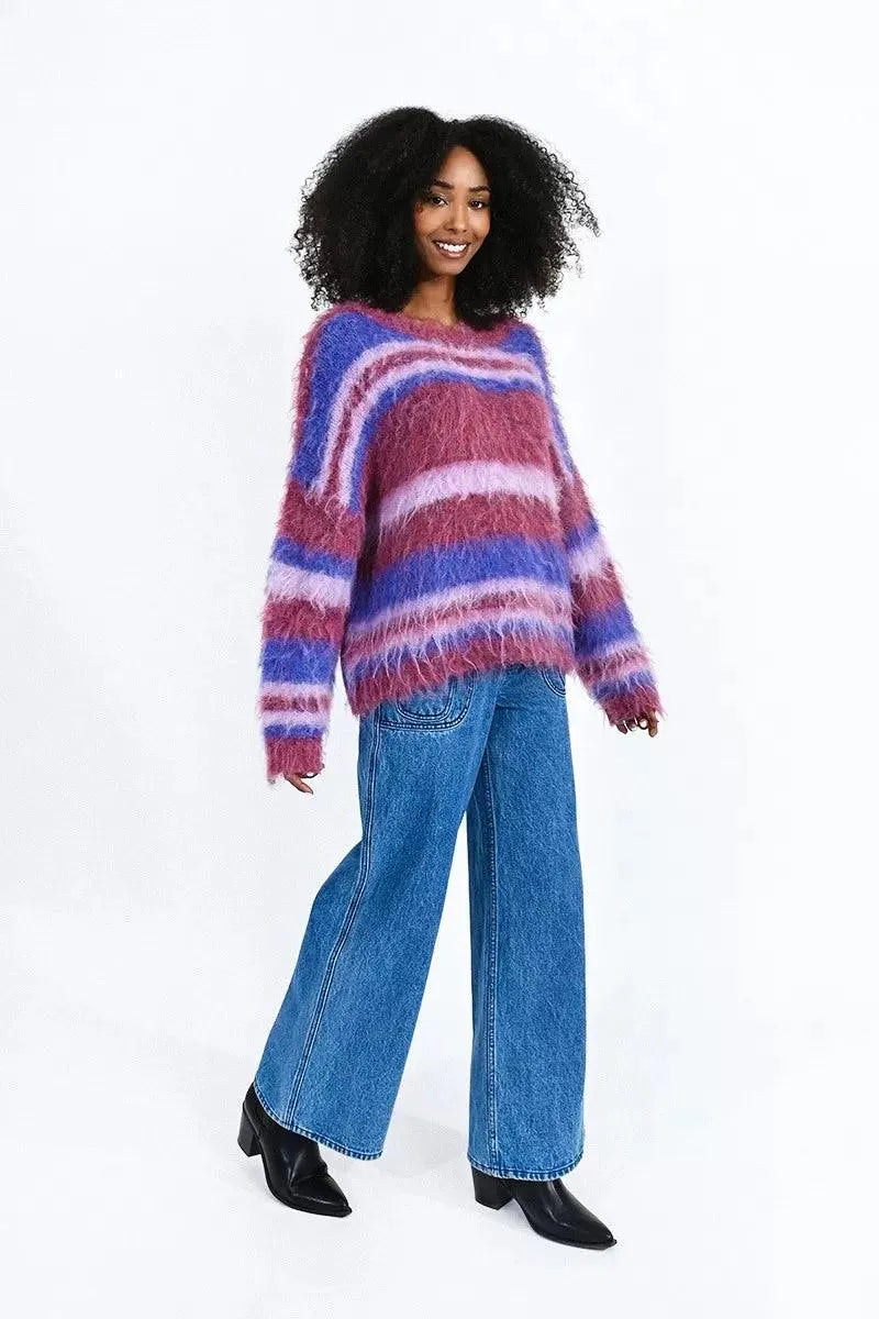 Jersey Molly Bracken de Manga Larga Estampado Rayas - ECRU