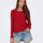 Jersey ONLY Geena Flame Scarlet - ECRU