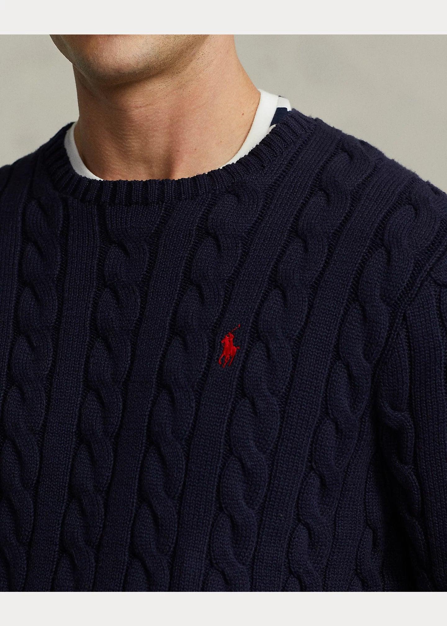 Jersey Polo Ralph Lauren de algodón de punto de ochos azul - ECRU