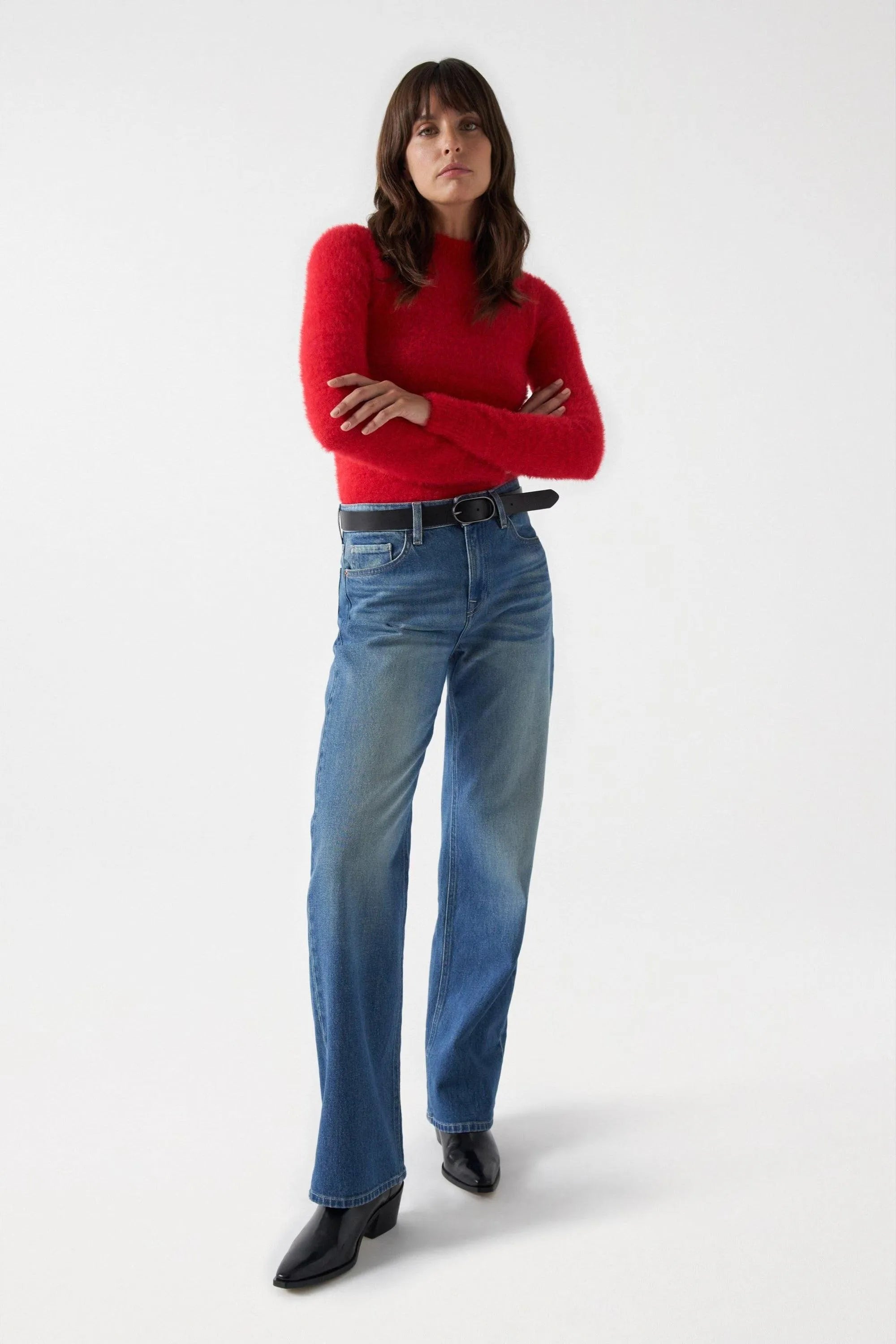 Jersey Salsa Jeans de Punto con Efecto Pelo Rojo - ECRU