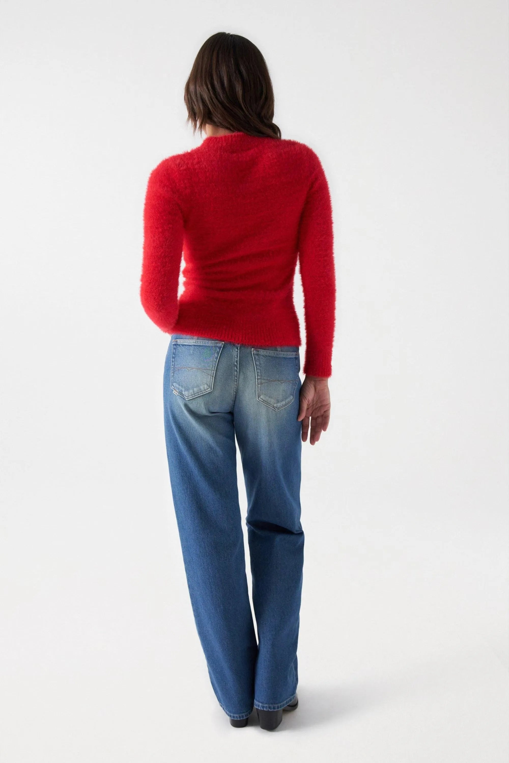 Jersey Salsa Jeans de Punto con Efecto Pelo Rojo - ECRU