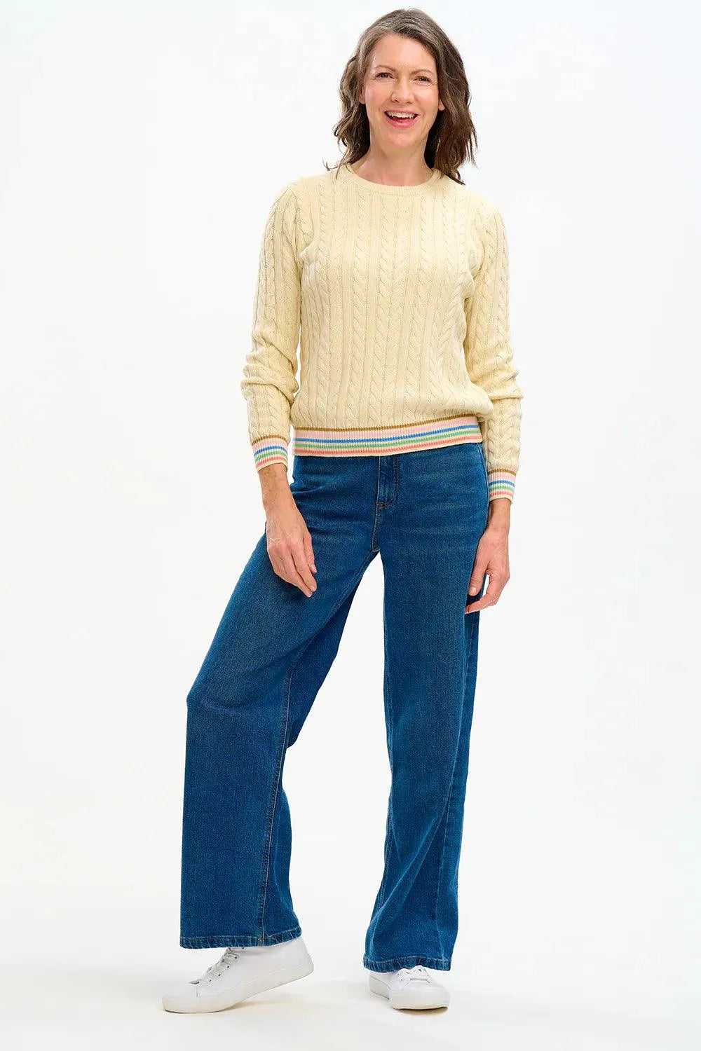 Jersey Sugarhill de ochos Barbara Cream Rainbow Tipping - ECRU