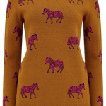 Jersey Sugarhill Lizzie Tobacco Vibrant Zebras - ECRU