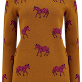 Jersey Sugarhill Lizzie Tobacco Vibrant Zebras - ECRU