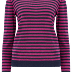Jersey Sugarhill Rowena Navy Pink Sparkle Stripes - ECRU