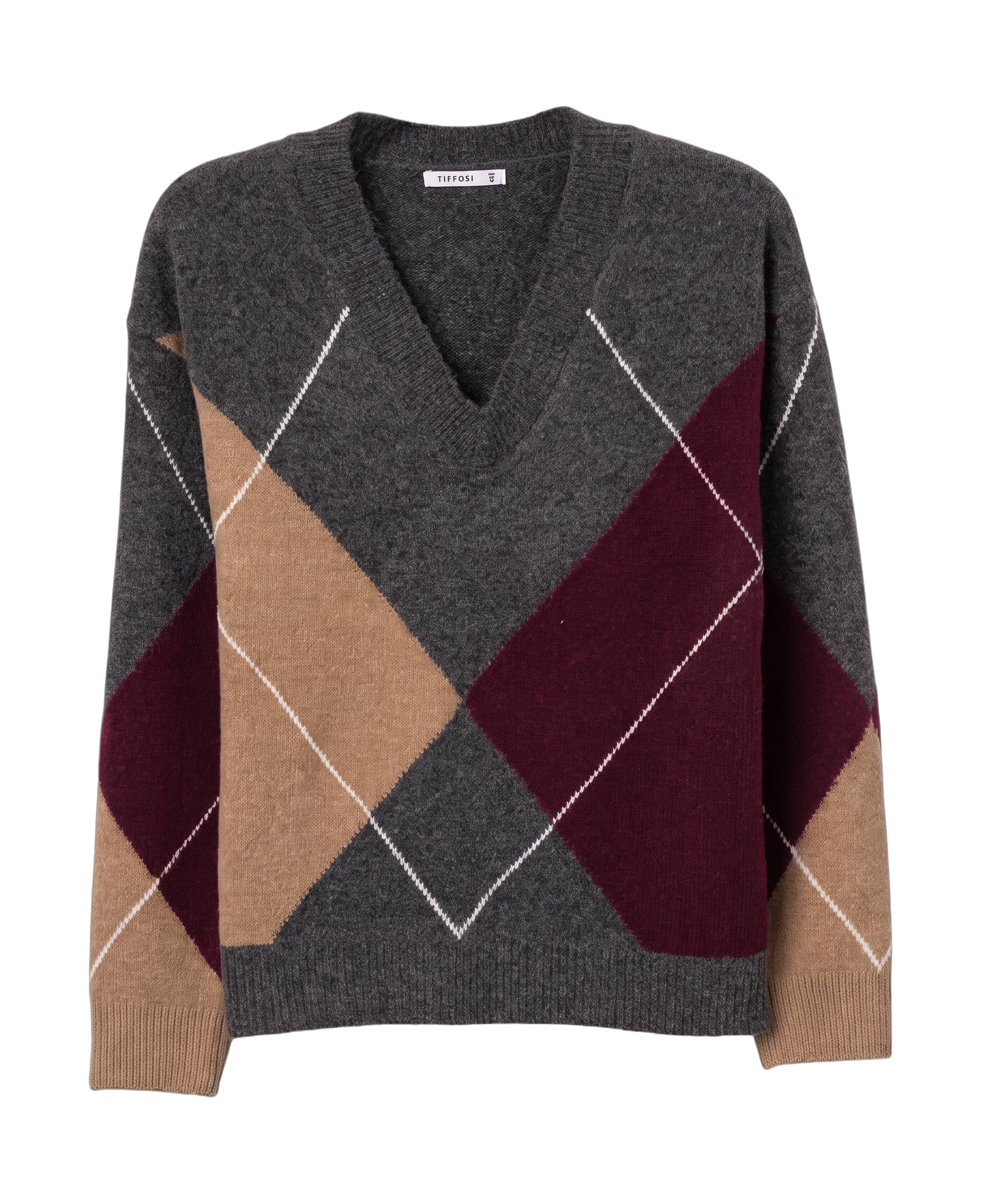 Jersey TIFFOSI Preppy 1 gris de rombos, flat frontal
