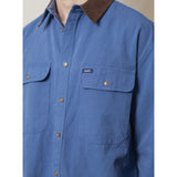 Chaqueta KAPPY Canvas Work Shirt Jacket Blue, detalle de cuello y bolsillos