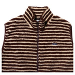 Chaleco KAPPY Stripe Fleece Zipper Vest Brown, detalle de cuello y cremallera