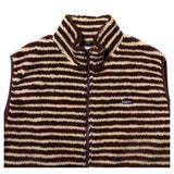 Chaleco KAPPY Stripe Fleece Zipper Vest Brown, detalle de cuello y cremallera