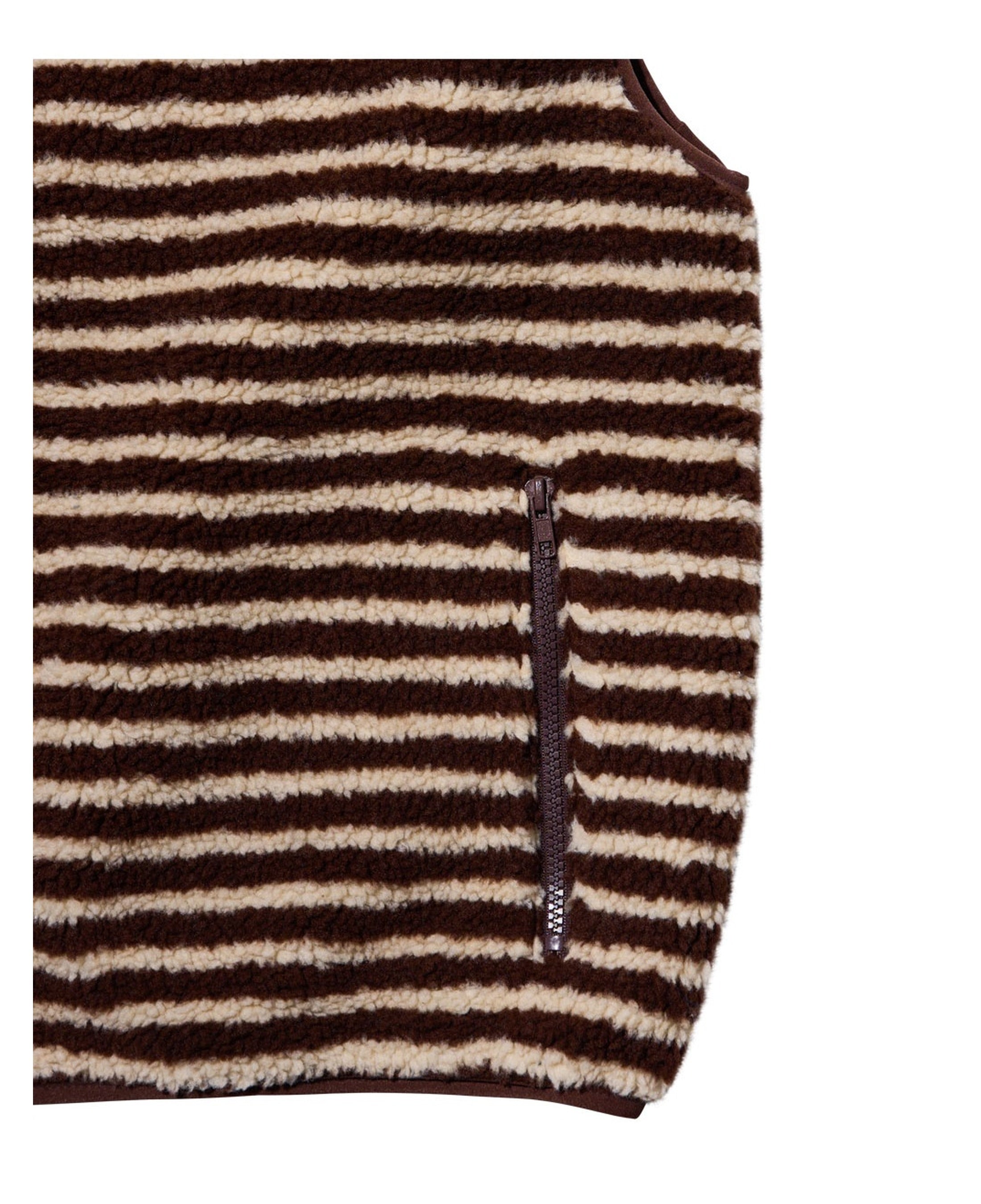 Chaleco KAPPY Stripe Fleece Zipper Vest Brown, detalle del bolsillo
