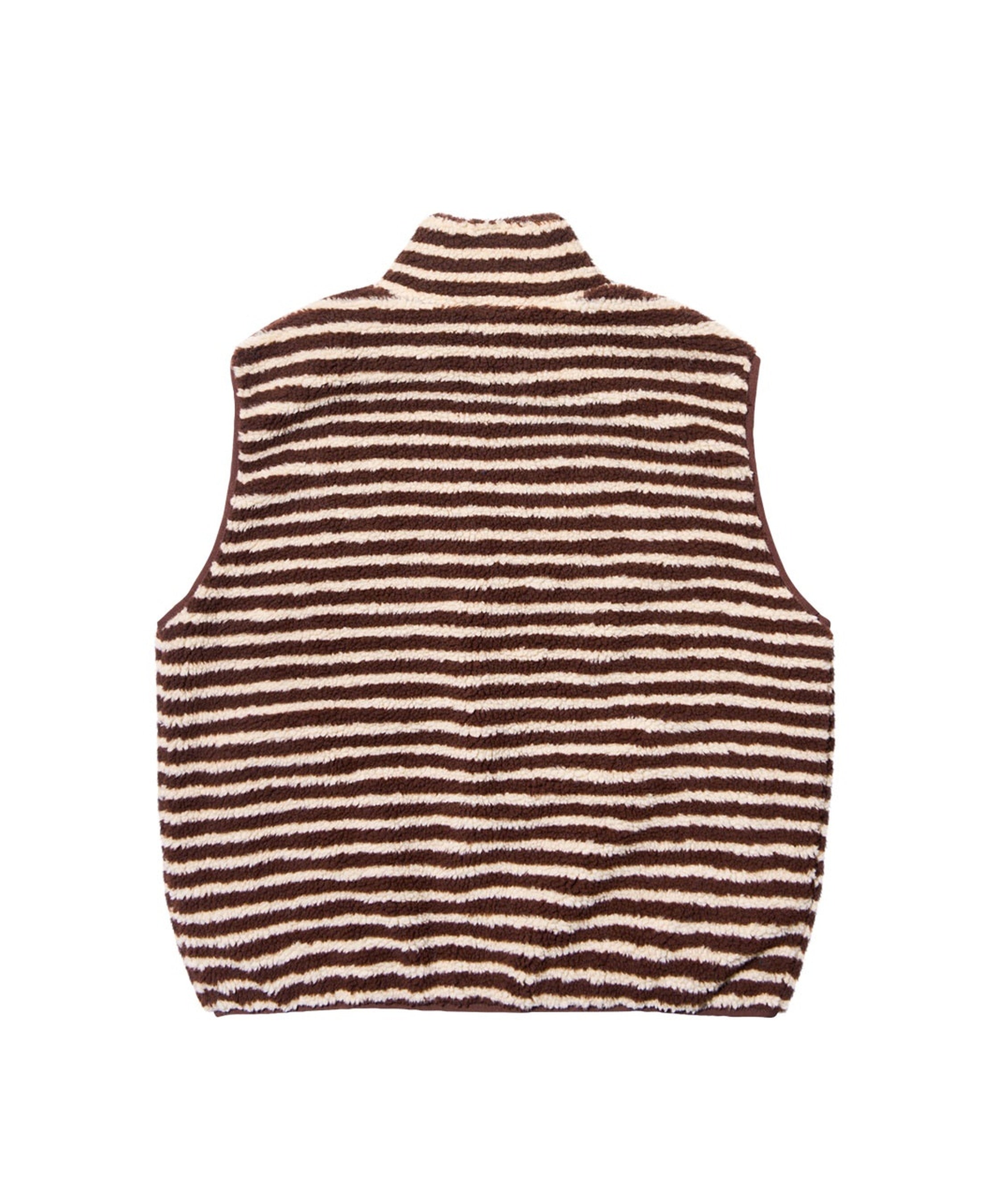 Chaleco KAPPY Stripe Fleece Zipper Vest Brown, vista posterior