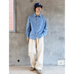 Pantalones KAPPY Bio Cotton Cargo Pants Cream, vista frontal sobre modelo
