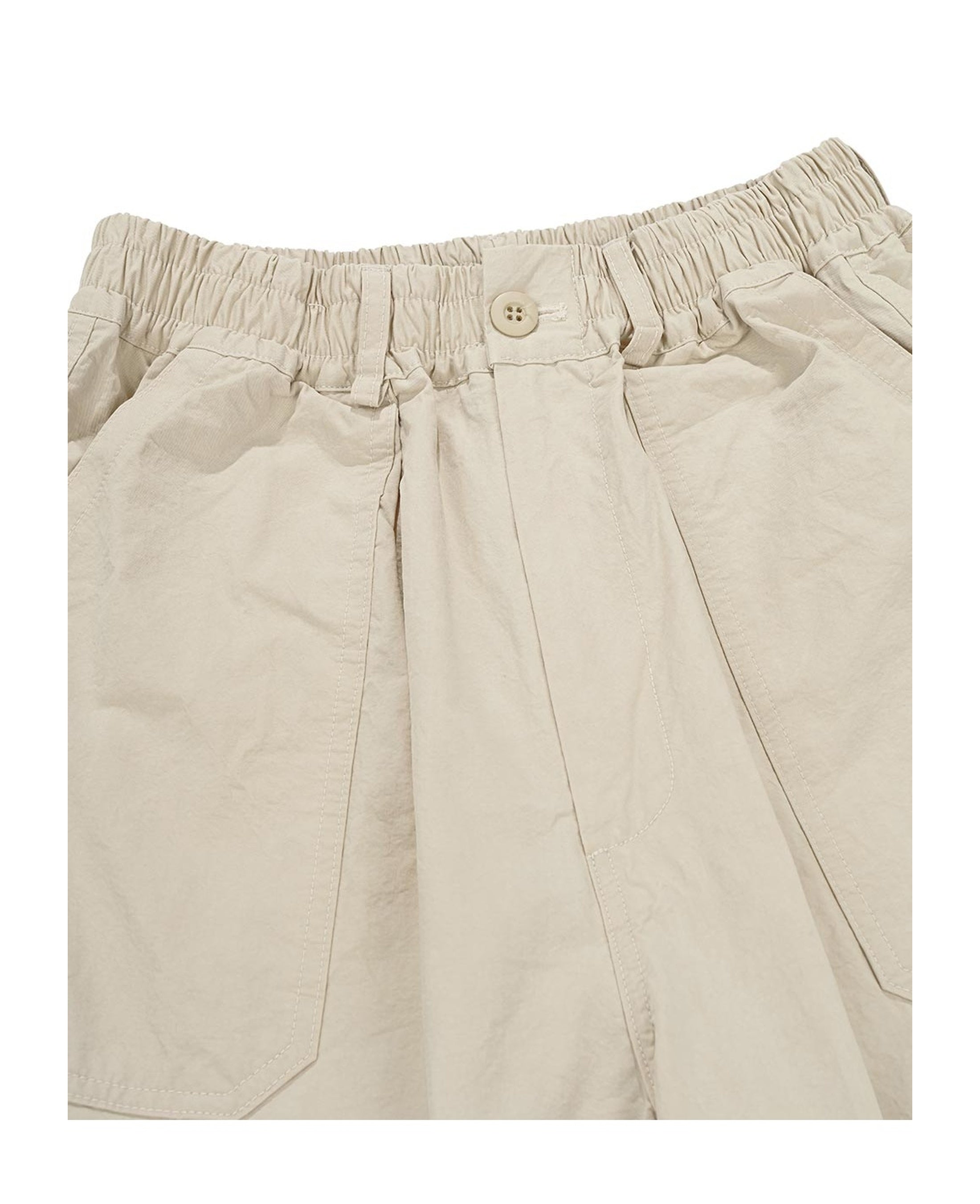 Pantalones KAPPY One Tuck Wide Fatigue Pants Beige, detalle de cintura