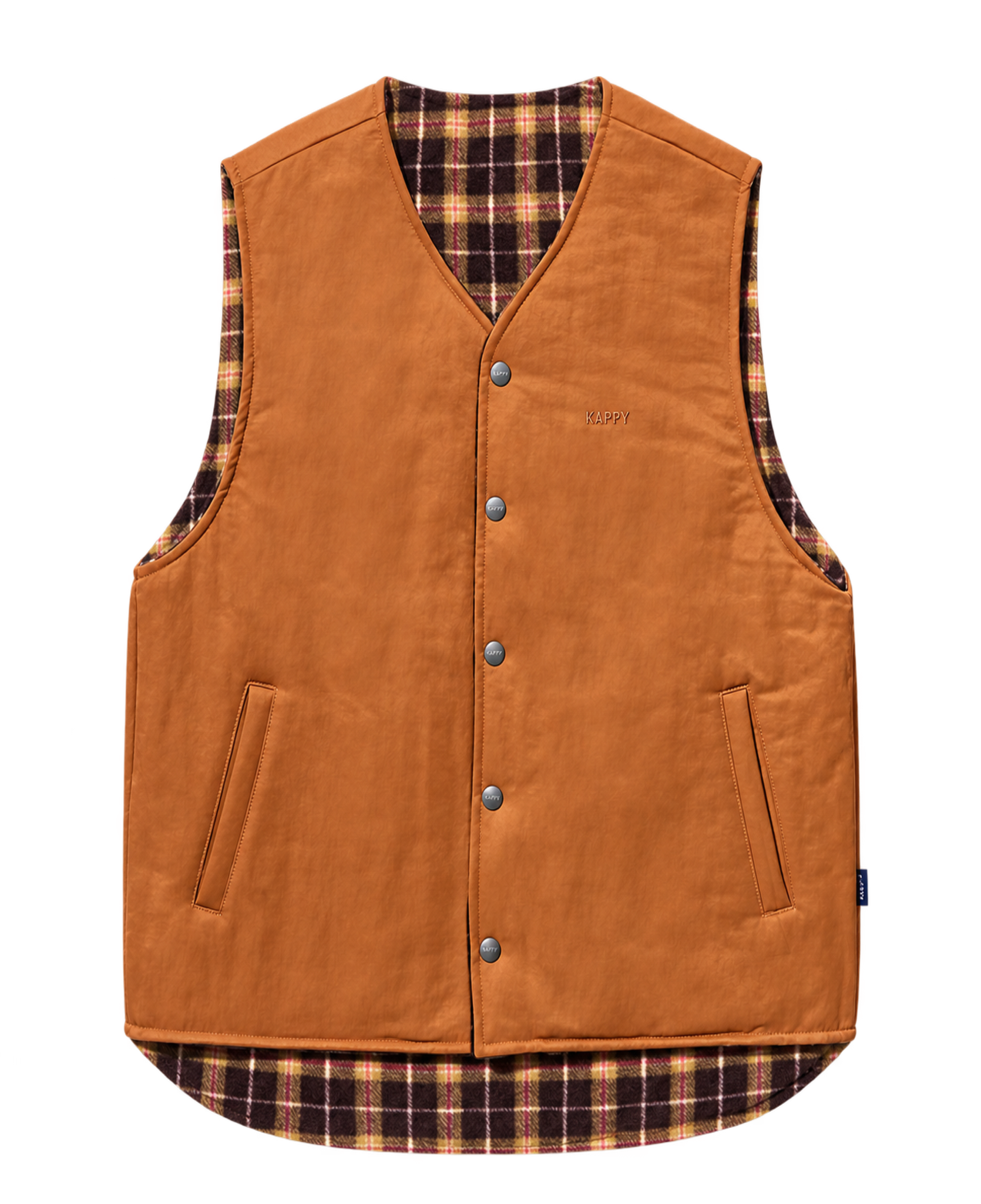 Chaleco KAPPY Reversible Nylon Check Vest Orange - flat transparente