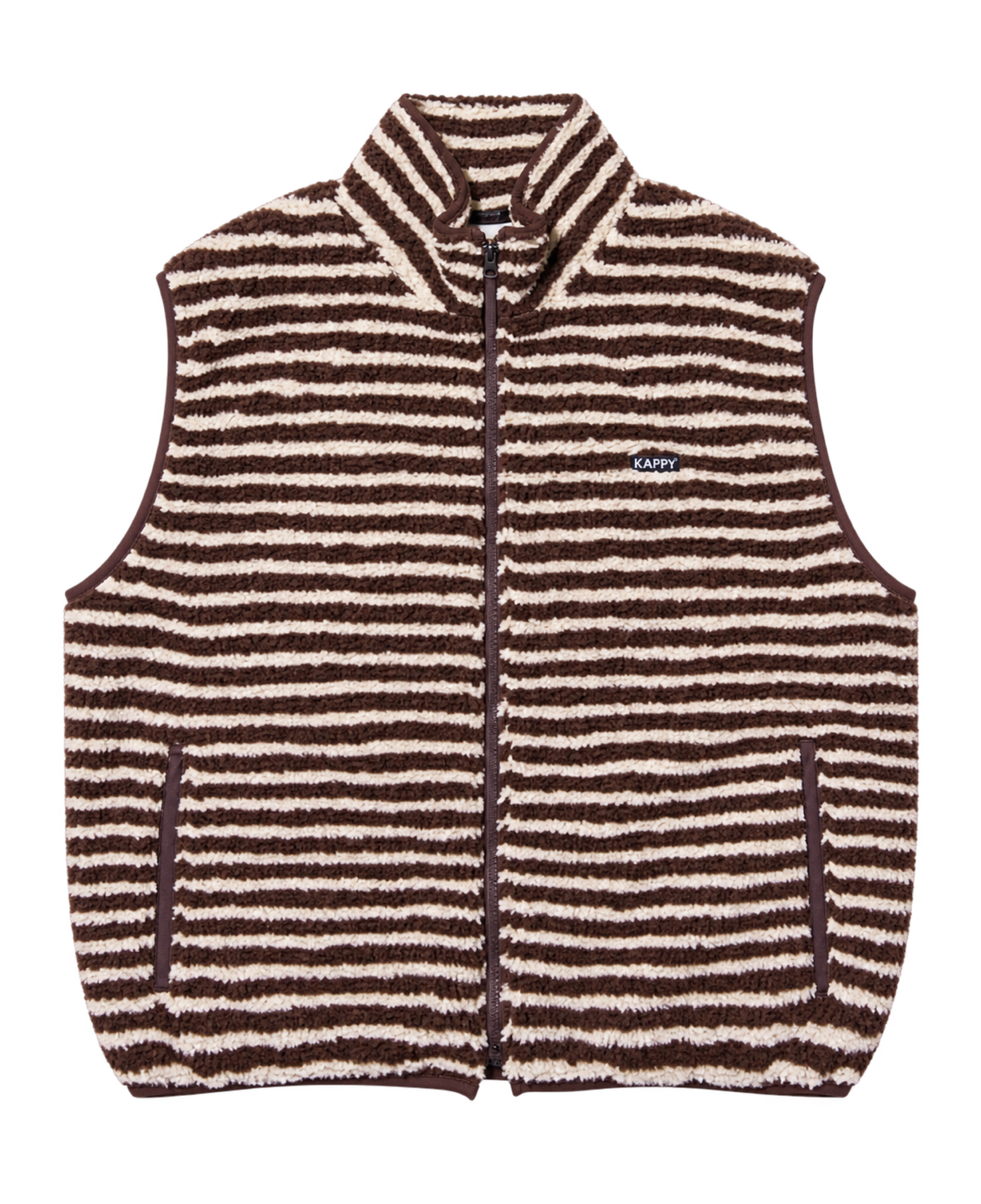 Chaleco KAPPY Stripe Fleece Zipper Vest Brown