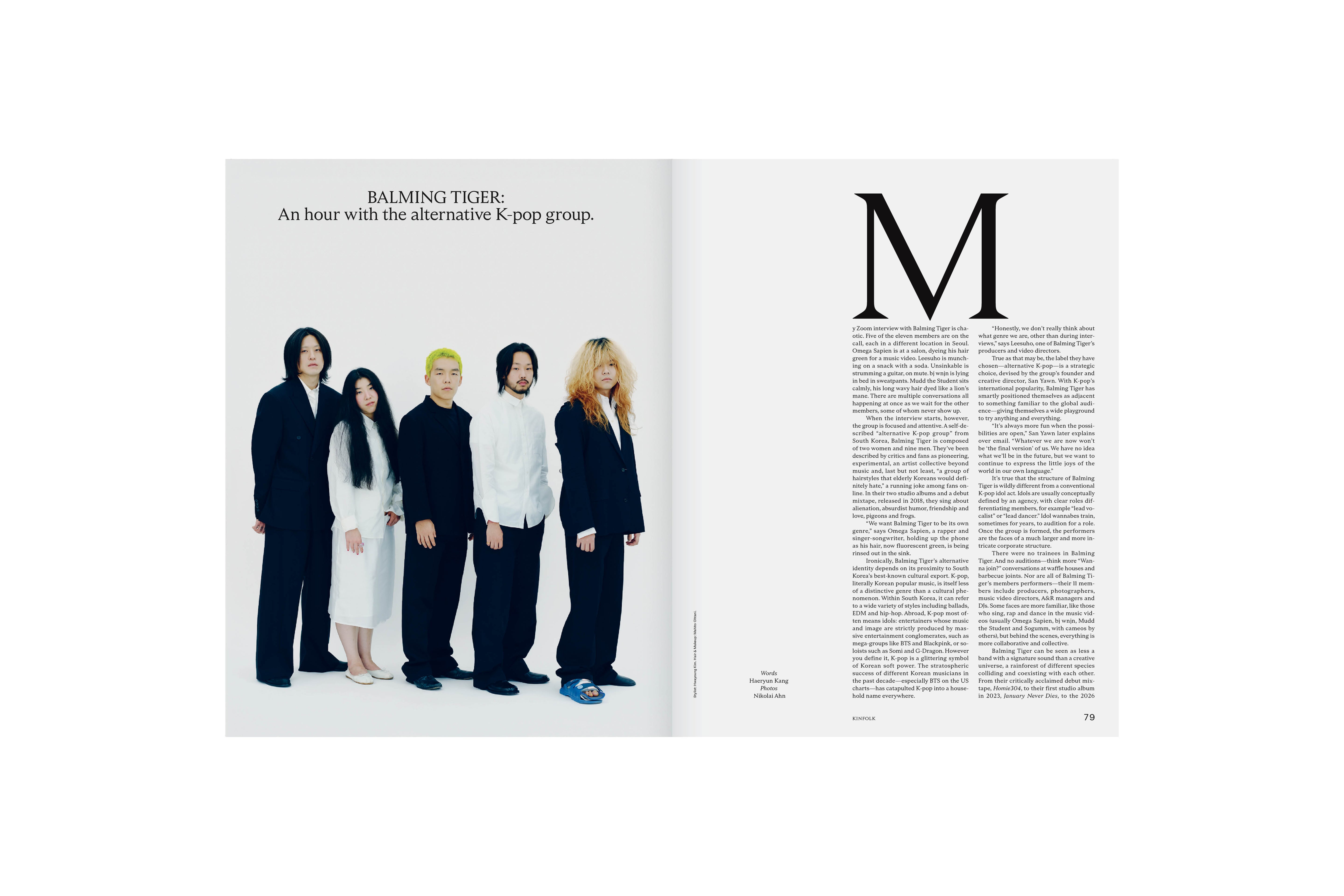 Revista KINFOLK 61, doble página editorial de música