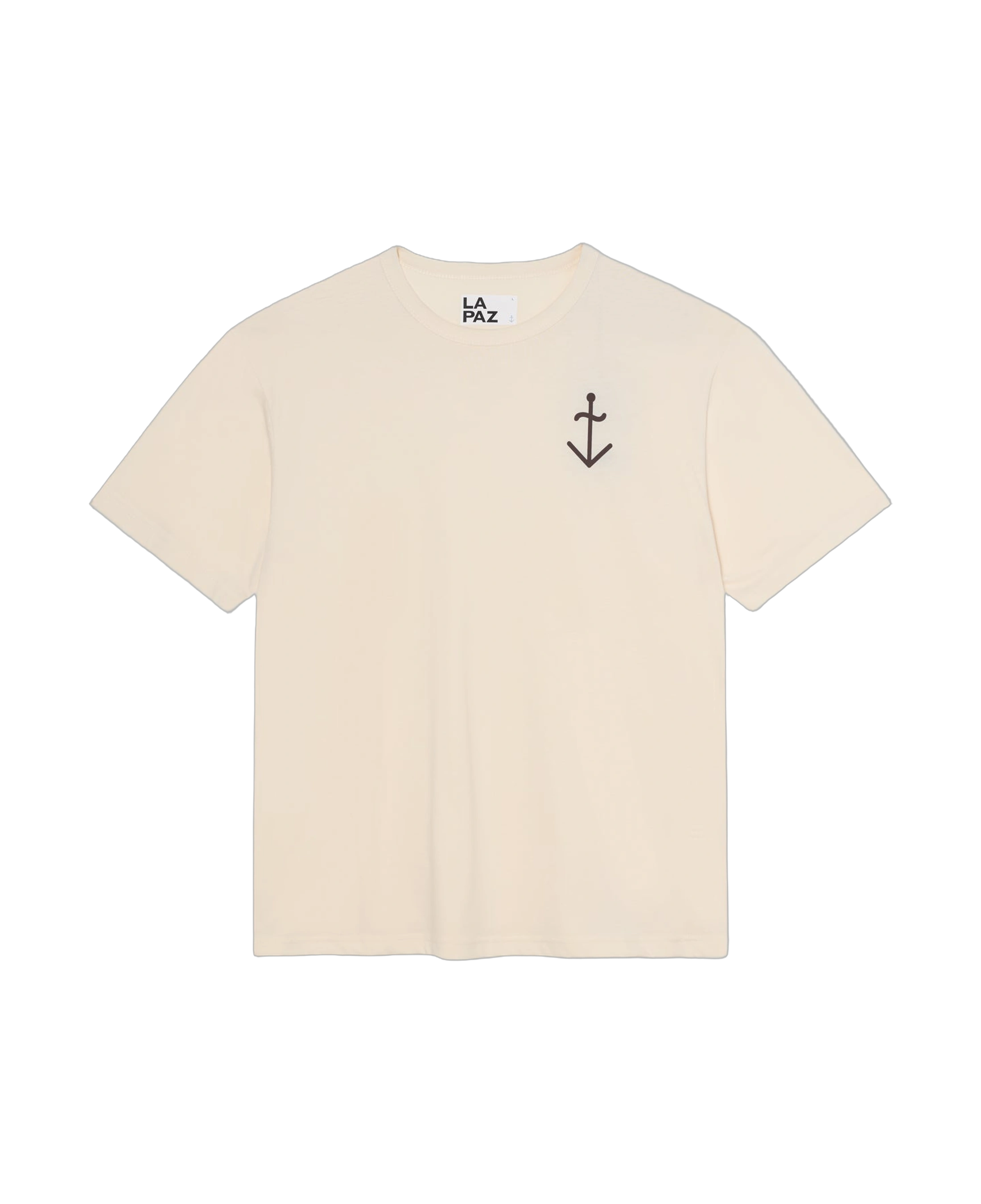 Camiseta LA PAZ Dantas Off-White / Brown Logo — vista frontal