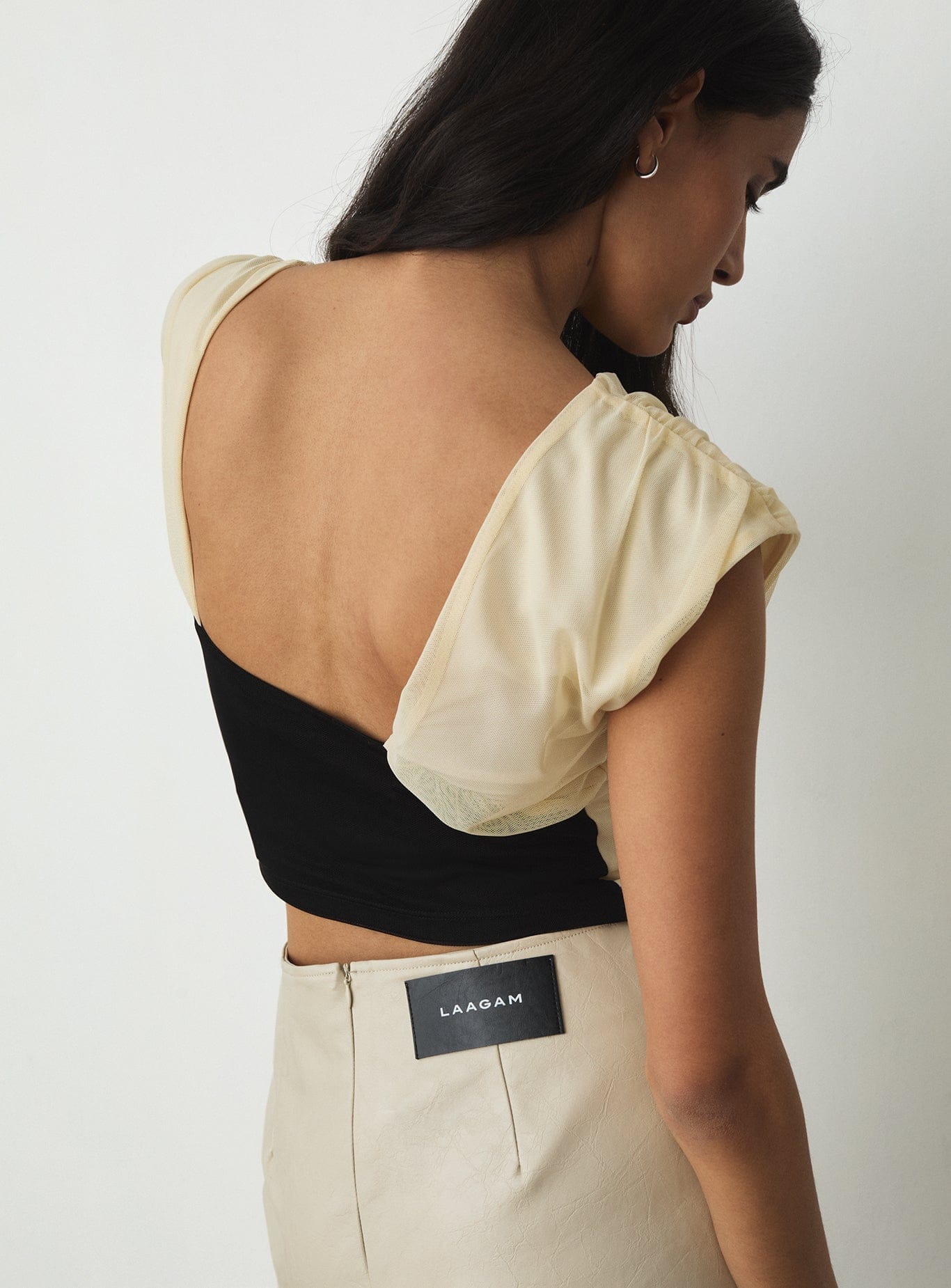 Top LAAGAM Gemini Draped Ecru - imagen 1