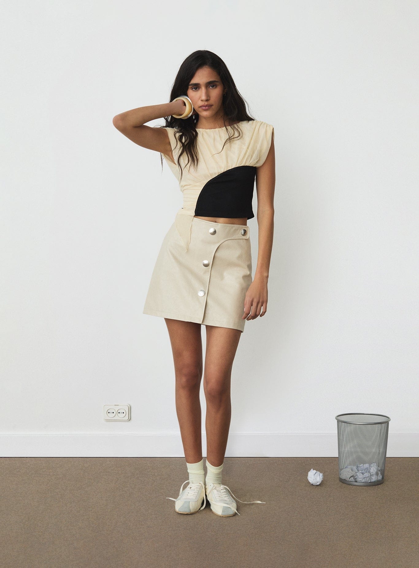 Top LAAGAM Gemini Draped Ecru - imagen 2