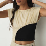Top LAAGAM Gemini Draped Ecru - imagen 3