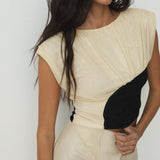 Top LAAGAM Gemini Draped Ecru - imagen 4