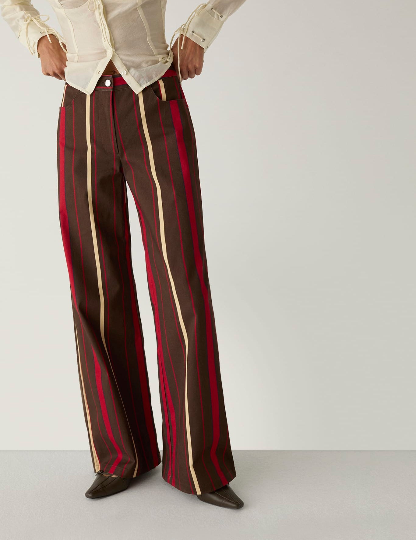 Pantalones LAAGAM Leroy Striped Dark Brown - imagen 1