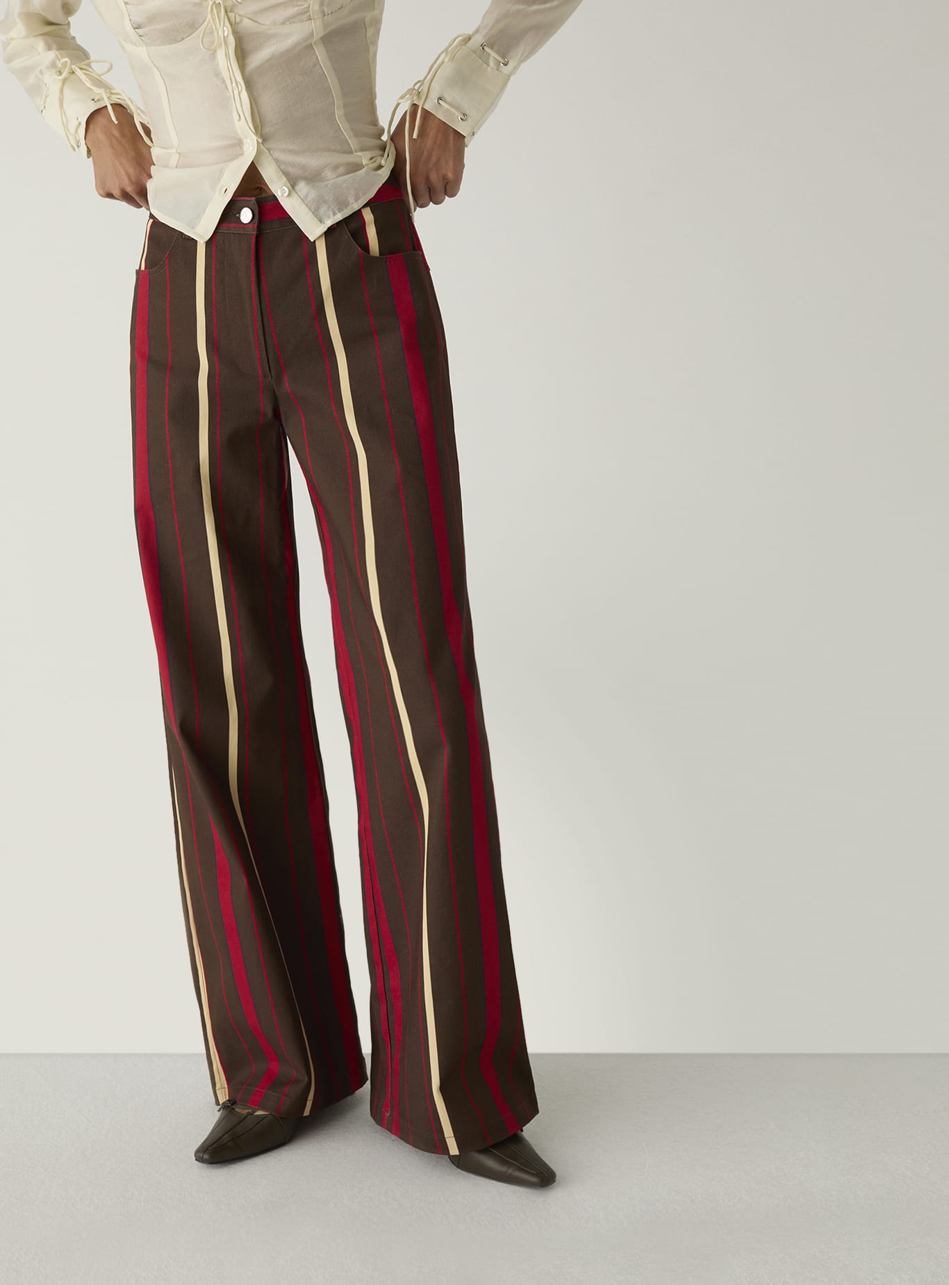 Pantalones LAAGAM Leroy Striped Dark Brown - imagen 1