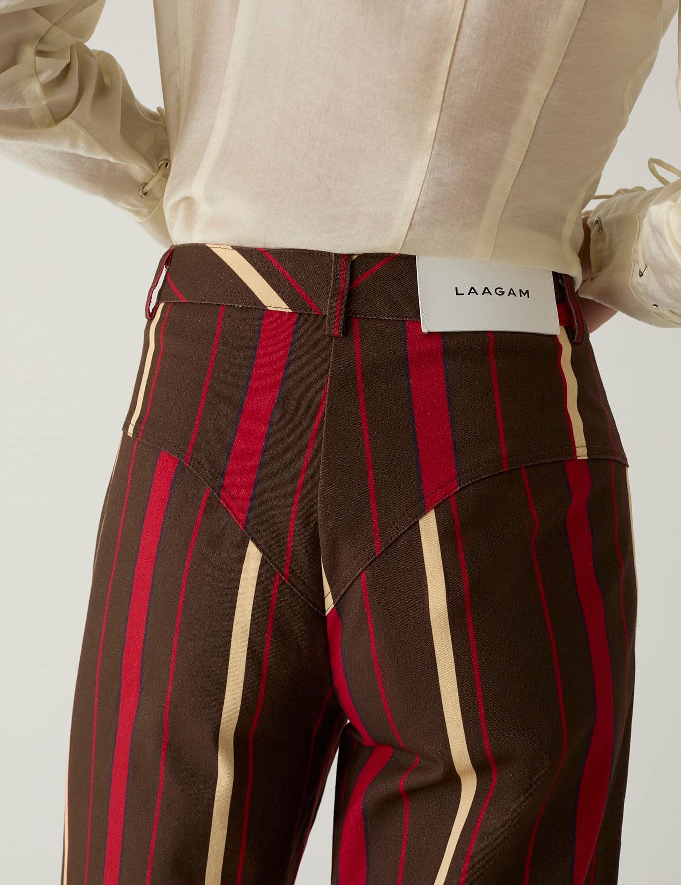 Pantalones LAAGAM Leroy Striped Dark Brown - imagen 2