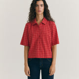 Blusa THINKING MU Ane Red Checks Seersucker