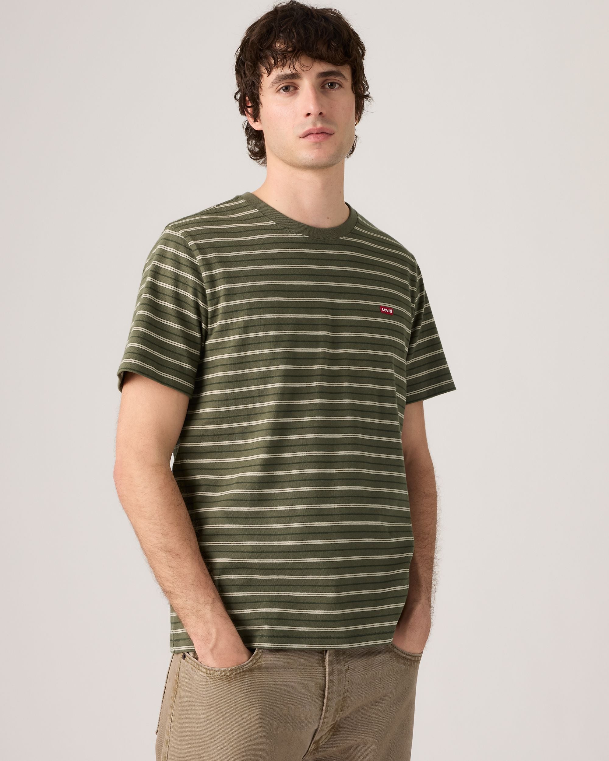 Camiseta LEVI'S Original Housemark Max Stripe Green - modelo