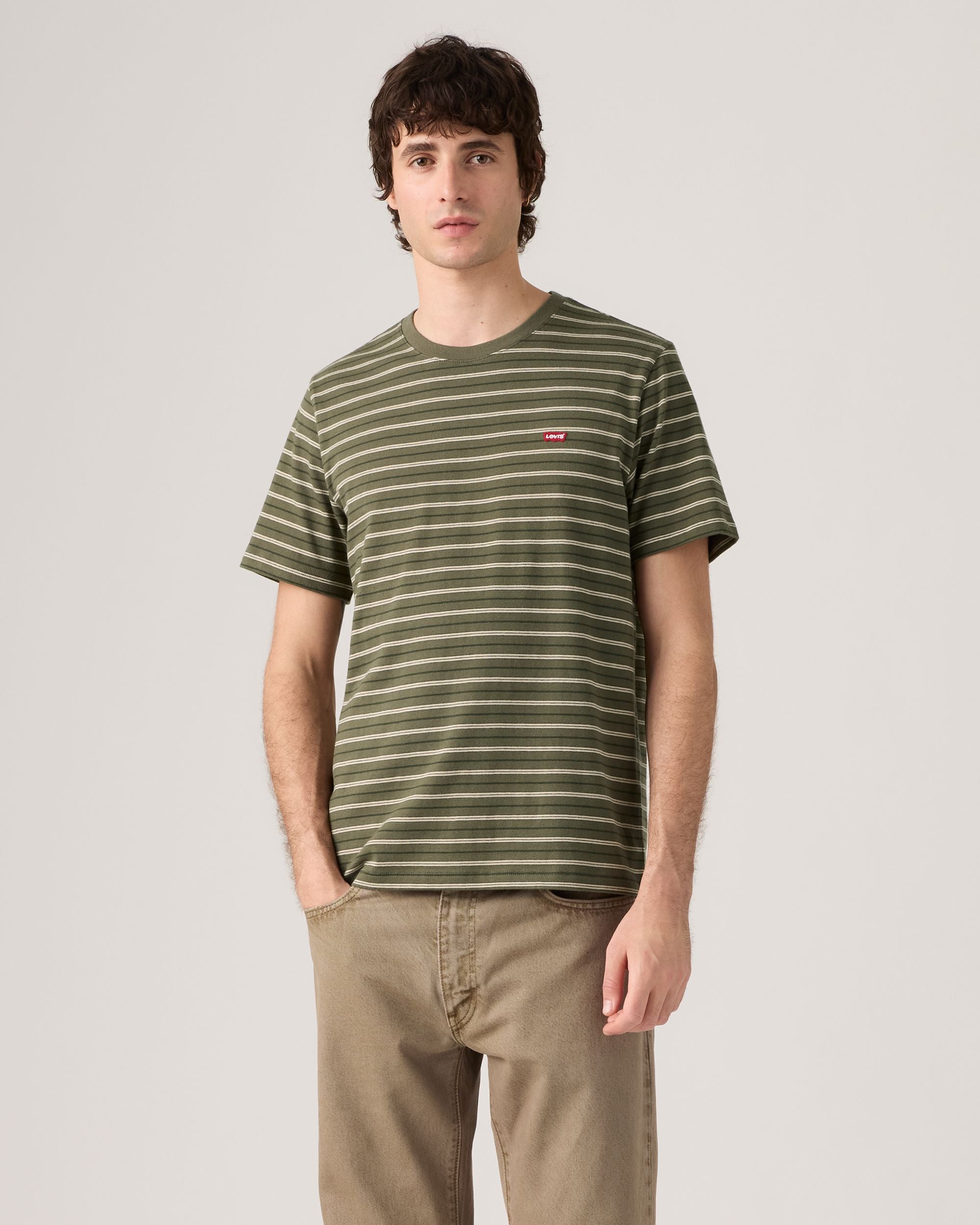 Camiseta LEVI'S Original Housemark Max Stripe Green - modelo frontal
