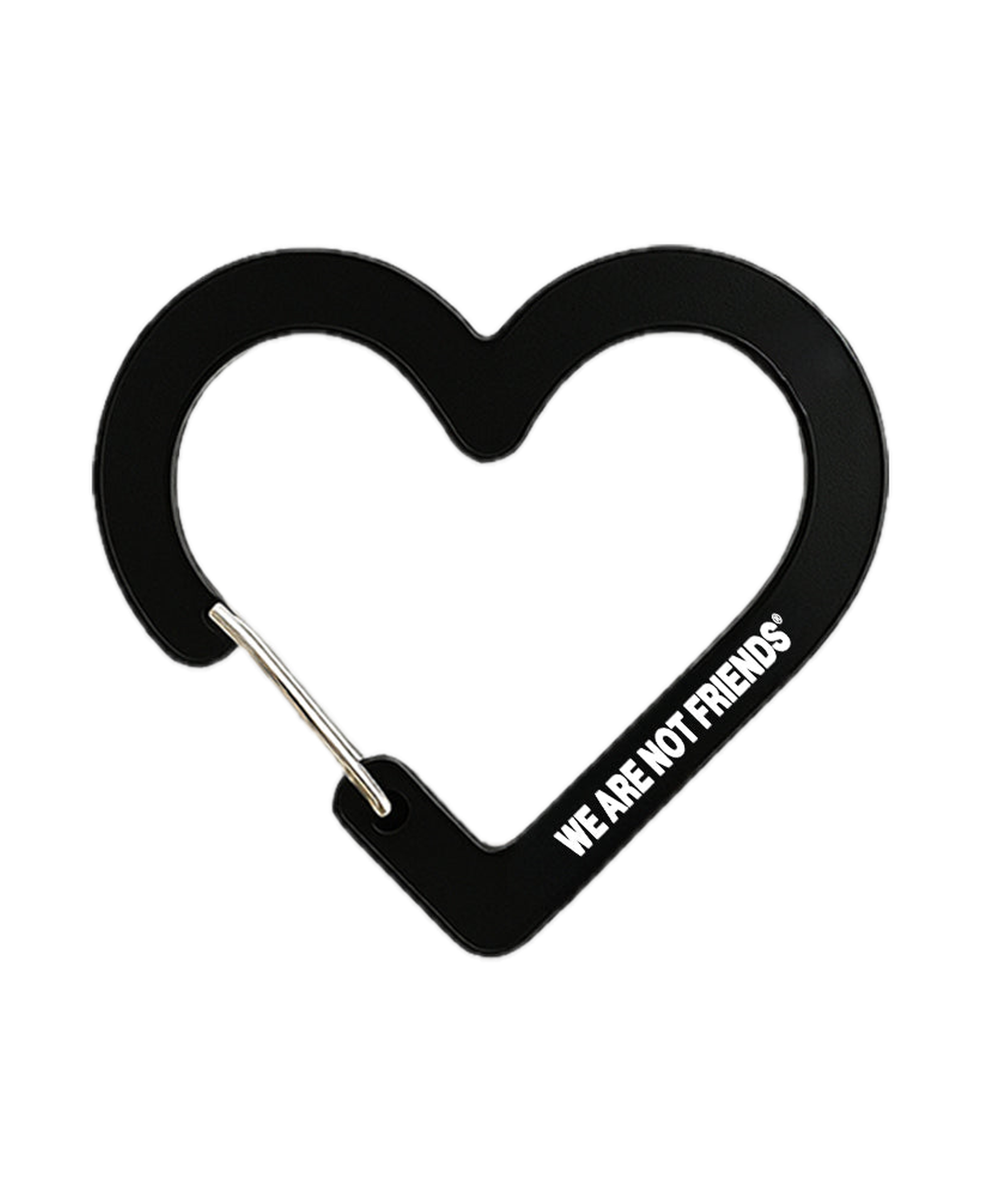 Llavero We Are Not Friends Heart Carabiner negro, vista frontal