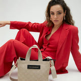 LOLA CASADEMUNT Mini Shopper Monogram Beige Bag 