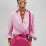 Bolso LOLA CASADEMUNT Bandolera Asas Trenzadas Fucsia